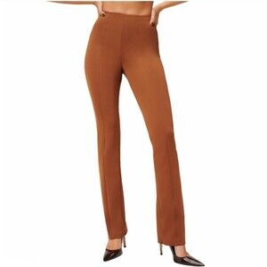 Good American Burnt Carmel Brown Scuba Slim Flare Leg Zip Pants Size XL New